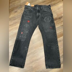 POLO RALPH LAUREN Classic Fit Jeans Straight Tiger Embroider Graphic Mens 35x 32